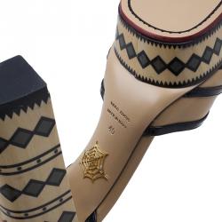 Charlotte Olympia Beige and Black Ay Caramba! Ankle Strap Sandals Size 40