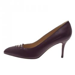Pre Owned Charlotte Olympia Burgundy Leather Anna Pointed Toe Pumps Size 36