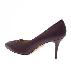 Pre Owned Charlotte Olympia Burgundy Leather Anna Pointed Toe Pumps Size 36