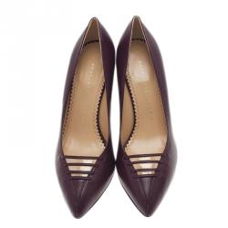 Pre Owned Charlotte Olympia Burgundy Leather Anna Pointed Toe Pumps Size 36
