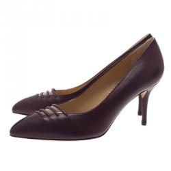 Pre Owned Charlotte Olympia Burgundy Leather Anna Pointed Toe Pumps Size 36