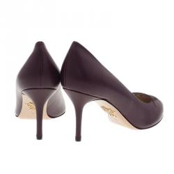 Pre Owned Charlotte Olympia Burgundy Leather Anna Pointed Toe Pumps Size 36
