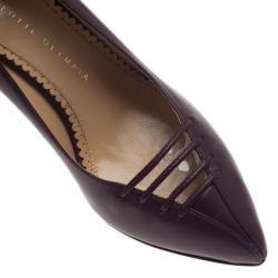 Pre Owned Charlotte Olympia Burgundy Leather Anna Pointed Toe Pumps Size 36