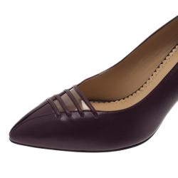 Pre Owned Charlotte Olympia Burgundy Leather Anna Pointed Toe Pumps Size 36