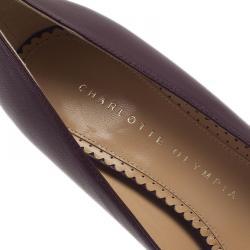 Pre Owned Charlotte Olympia Burgundy Leather Anna Pointed Toe Pumps Size 36