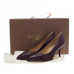 Pre Owned Charlotte Olympia Burgundy Leather Anna Pointed Toe Pumps Size 36