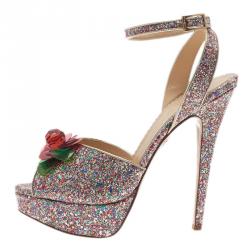 Charlotte Olympia Multicolor Sabrina Cherry Leaf Platform Sandals Size 41