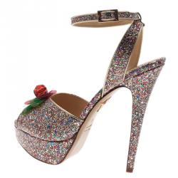 Charlotte Olympia Multicolor Sabrina Cherry Leaf Platform Sandals Size 41
