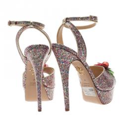 Charlotte Olympia Multicolor Sabrina Cherry Leaf Platform Sandals Size 41