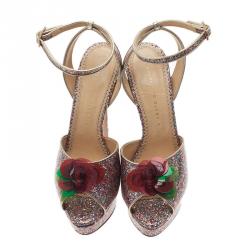 Charlotte Olympia Multicolor Sabrina Cherry Leaf Platform Sandals Size 41