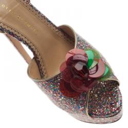 Charlotte Olympia Multicolor Sabrina Cherry Leaf Platform Sandals Size 41