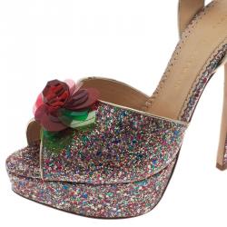 Charlotte Olympia Multicolor Sabrina Cherry Leaf Platform Sandals Size 41