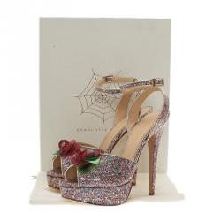 Charlotte Olympia Multicolor Sabrina Cherry Leaf Platform Sandals Size 41