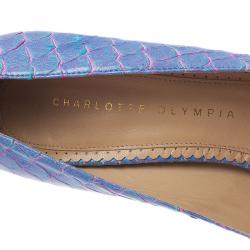 Pre Owned Charlotte Olympia Blue Priscilla Python Platform Pumps Size 39