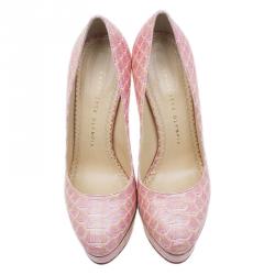 Pre Owned حذاء شارلوت أوليمبيا جلد ثعبان وردي مقاس 37