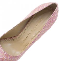 Pre Owned حذاء شارلوت أوليمبيا جلد ثعبان وردي مقاس 37