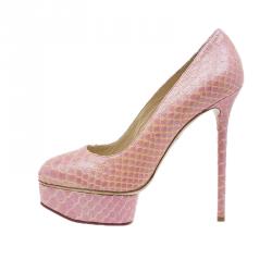Pre Owned Charlotte Olympia Pink Python Priscilla Platform Pumps Size 39