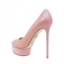 Pre Owned Charlotte Olympia Pink Python Priscilla Platform Pumps Size 39