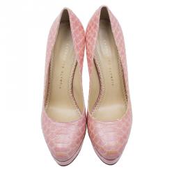 Pre Owned Charlotte Olympia Pink Python Priscilla Platform Pumps Size 39