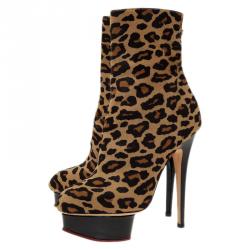 ممل وكة مسبقًا بوت شارلوت أوليمبيا لوسيندا نقوش جلد الفهد و شعر مقاس 38