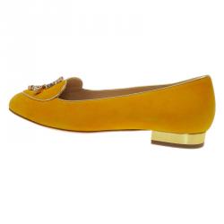 Pre Owned حذاء سليبرز شارلوت أولمبيا برج الحوت سموكينج جلد سويدي أصفر مستردة مقاس 39