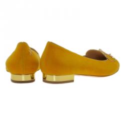 Pre Owned حذاء سليبرز شارلوت أولمبيا برج الحوت سموكينج جلد سويدي أصفر مستردة مقاس 39