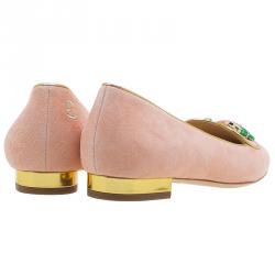 Pre Owned حذاء سليبرز شارلوت اوليمبيا برج السرطان سموكنج سويدي وردي مقاس 37.5