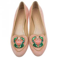 Pre Owned حذاء سليبرز شارلوت اوليمبيا برج السرطان سموكنج سويدي وردي مقاس 37.5