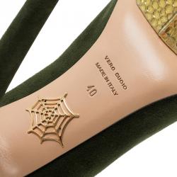 Pre Owned Charlotte Olympia Green Suede Dolly Platform Pumps Size 40