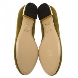 Pre Owned Charlotte Olympia Green Suede Capricorn Smoking Slippers Size 38