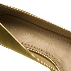 Pre Owned Charlotte Olympia Green Suede Capricorn Smoking Slippers Size 38