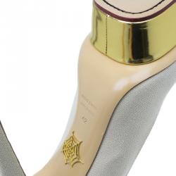 Pre Owned Charlotte Olympia Cream Canvas Dolly Platform Pumps Size 42