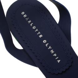 Pre Owned صندل شارلوت اوليمبيا ميراندا كعب روكى مطاط بحزام نعل سميك بفيونكة ملون مقاس 39