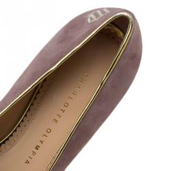 Charlotte Olympia Lilac Suede Virgo Smoking Slippers Size 36.5