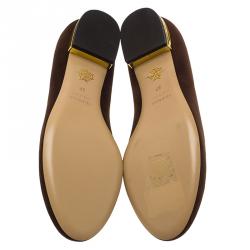 Pre Owned Charlotte Olympia Brown Suede Taurus Smoking Slippers Size 37