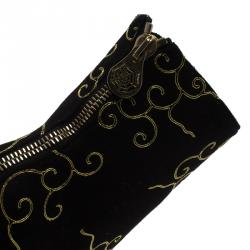 Pre Owned Charlotte Olympia Black Embroidered Suede Betsy Ankle Boots Size 37