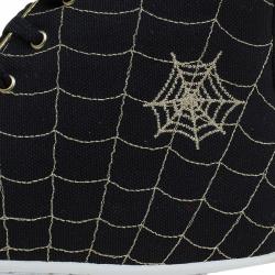 Charlotte Olympia Black/Gold Canvas Web High Top Cap Toe Sneakers Size 40.5