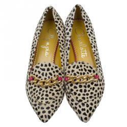 Pre Owned Charlotte Olympia Cheetah Print Calf Hair Francis Loafers Size 37