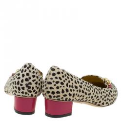 Pre Owned Charlotte Olympia Cheetah Print Calf Hair Francis Loafers Size 37