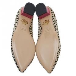 Pre Owned Charlotte Olympia Cheetah Print Calf Hair Francis Loafers Size 37