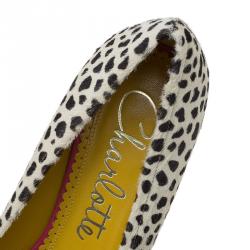 Pre Owned Charlotte Olympia Cheetah Print Calf Hair Francis Loafers Size 37