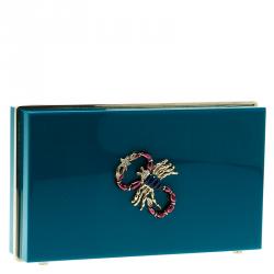 Charlotte Olympia Teal Perspex Scorpio Zodiac Pandora Box Clutch