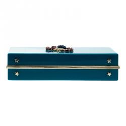 Charlotte Olympia Teal Perspex Scorpio Zodiac Pandora Box Clutch