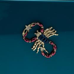 Charlotte Olympia Teal Perspex Scorpio Zodiac Pandora Box Clutch