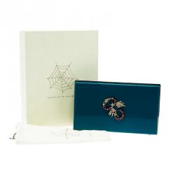Charlotte Olympia Teal Perspex Scorpio Zodiac Pandora Box Clutch