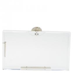 Pre Owned Charlotte Olympia Plexiglass Clam Shell Pandora Box Clutch