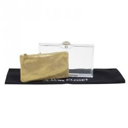 Pre Owned Charlotte Olympia Plexiglass Clam Shell Pandora Box Clutch