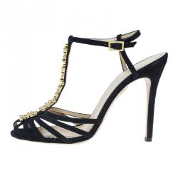Charlotte Olympia Black Suede Gummi Bear Ankle Strap Sandals Size 39 