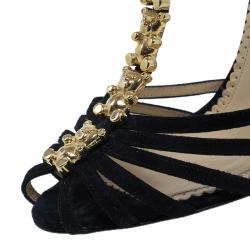 Charlotte Olympia Black Suede Gummi Bear Ankle Strap Sandals Size 39 