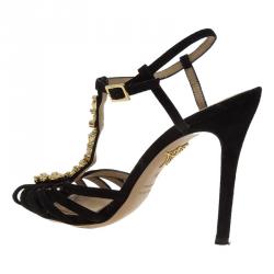 Charlotte Olympia Black Suede Gummi Bear Ankle Strap Sandals Size 36